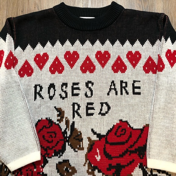 Vintage 80’s Knit Rose Sweater - Picture 5 of 17